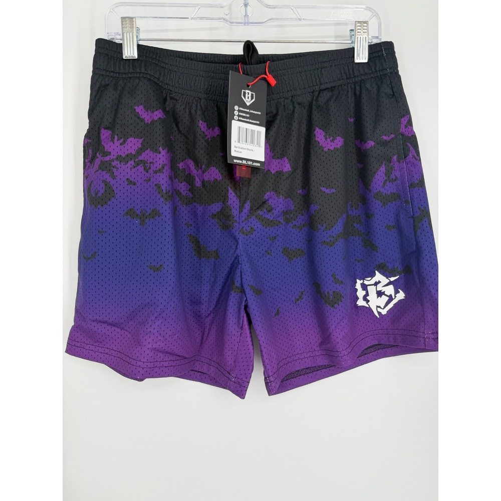 Baseball Lifestyle 101 Mens Bat Gradient Shorts Medium Purple Goth Spooky Mesh